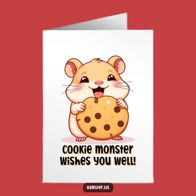 Free Printable Birthday Card: Funny Hamster Cookie Muncher, Hilarious Downloadable Gift