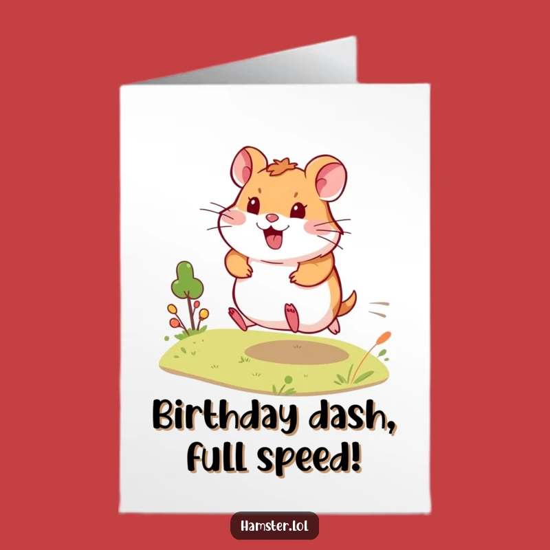 Free Printable Birthday Card: Hamster Dash Fun - Humorous Downloadable Greeting