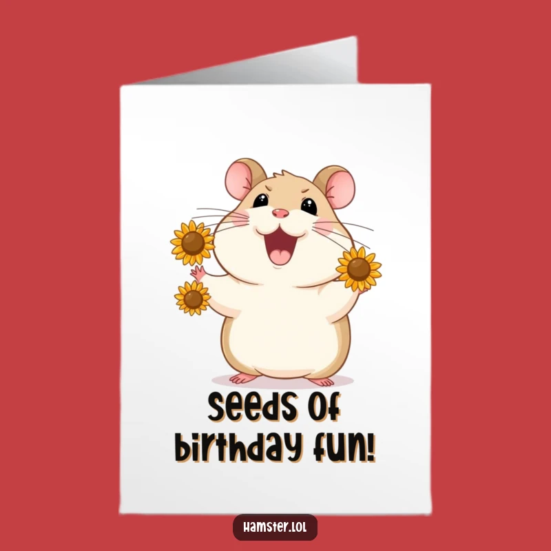Free Printable Birthday Card: Juggling Hamster Joy - Humorous Downloadable Greeting