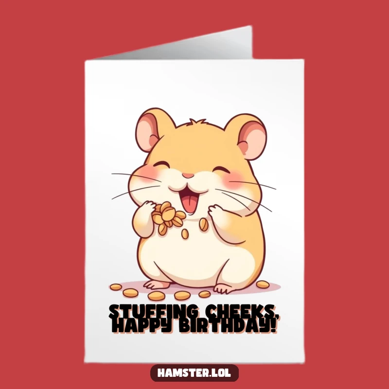 Free Printable Funny Hamster Birthday Card: Cheeky Seed Stuffing, Adorable Downloadable Gift