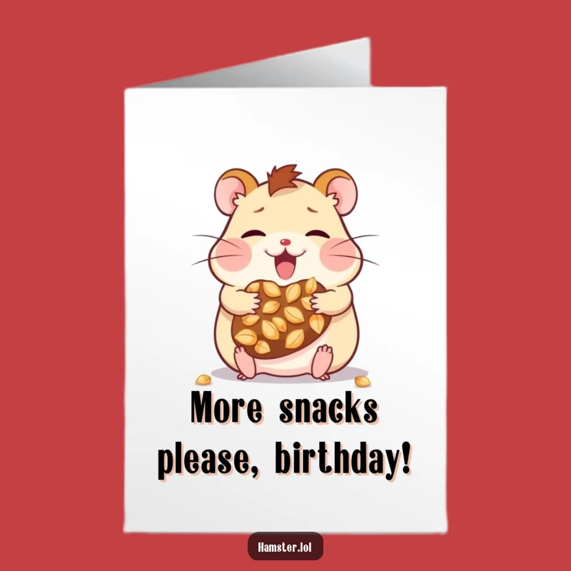 Free Printable Birthday Card: Kawaii Hamster Stuffing Cheeks - Funny Downloadable Gift