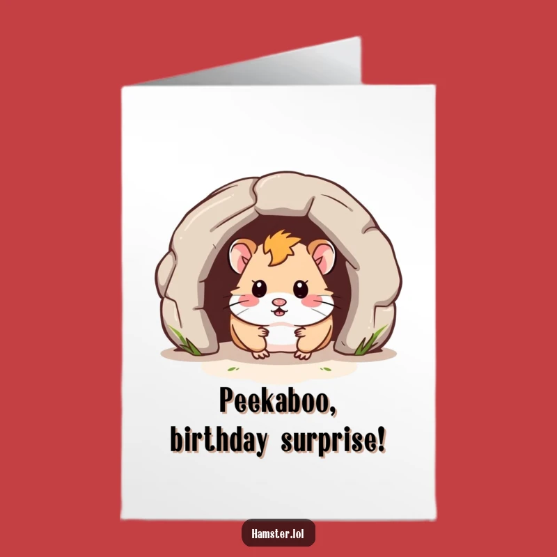 Free Printable Birthday Card: Curious Hamster Peek - Humorous Downloadable Greeting