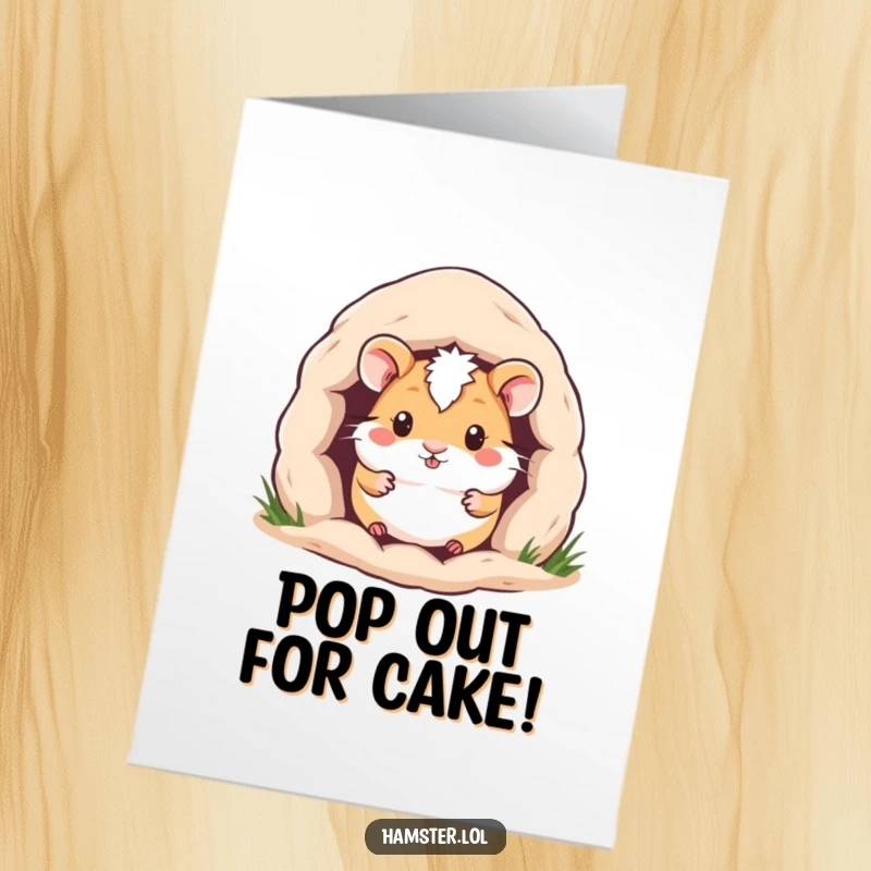 Funny Free Printable Birthday Card: Adorable hamster peeking out from a cozy burrow, wishing a warm Happy Birthday.