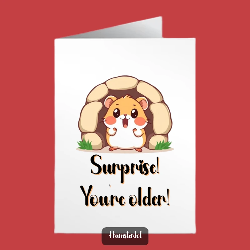 Free Printable Birthday Card: Surprised Hamster Tunnel, Funny Downloadable Surprise Gift