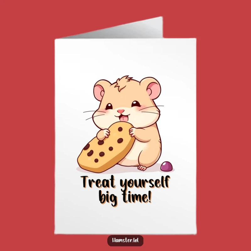 Free Printable Birthday Card: Hamster's Big Treat, Funny Downloadable Celebration Gift
