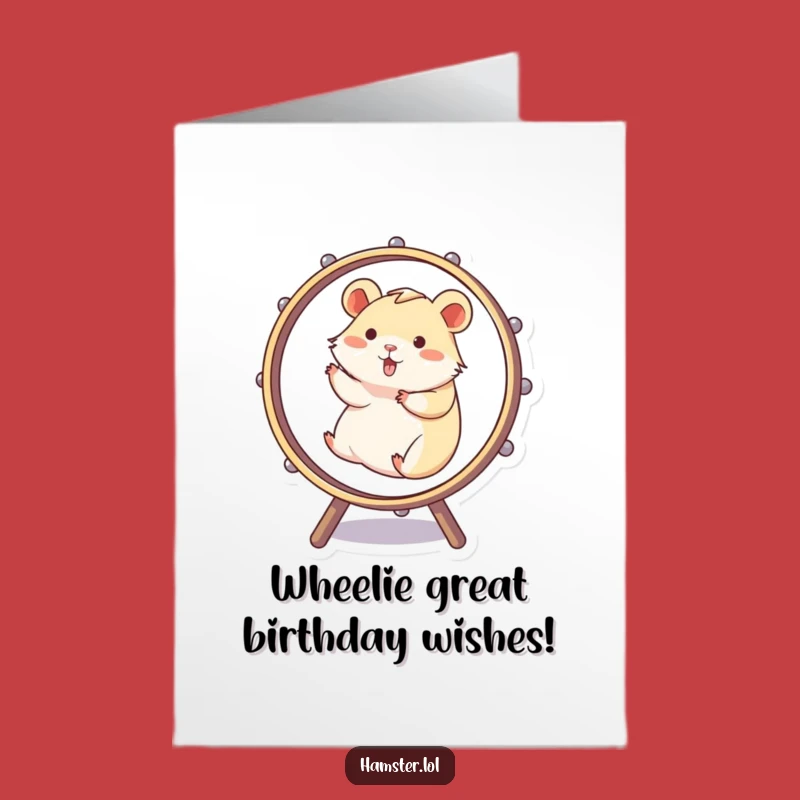 Free Printable Birthday Card: Funny Hamster Wheel Fun - Downloadable Humorous Greeting