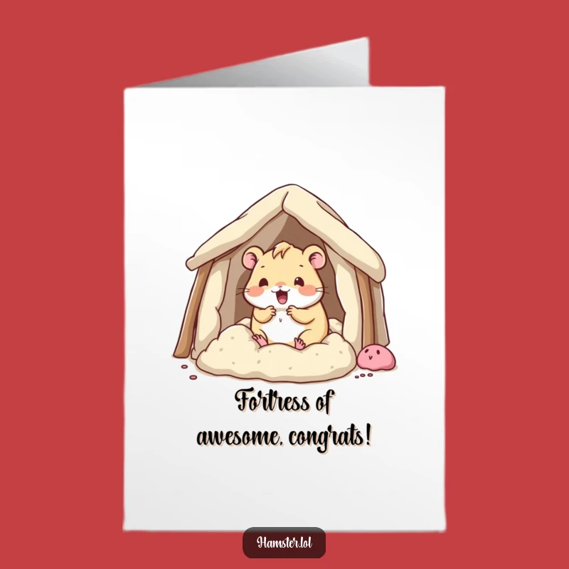 Free Printable Congrats Card: Hamster's Victory Fort - Funny Downloadable Gift
