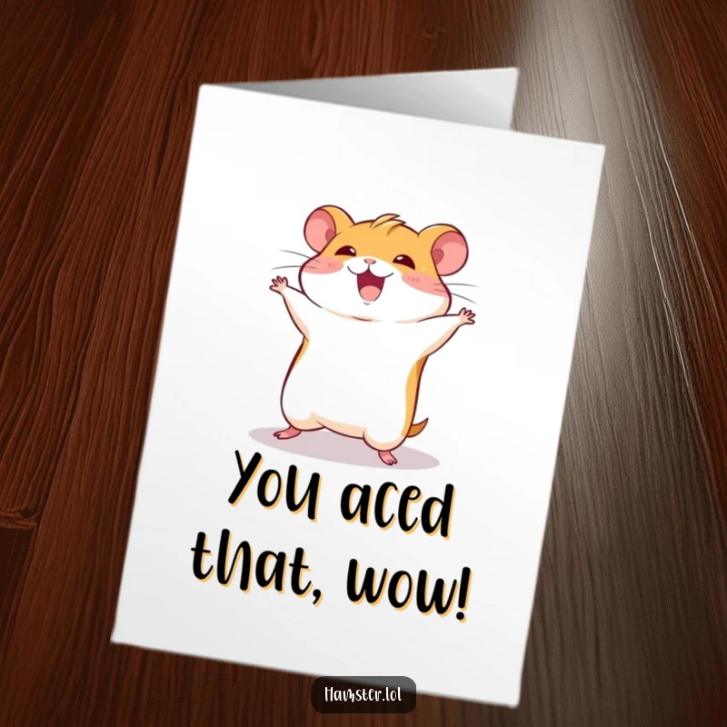Funny Free Printable Congratulations Card: A cute hamster performing a joyful somersault to celebrate your amazing achievement, a fun download.