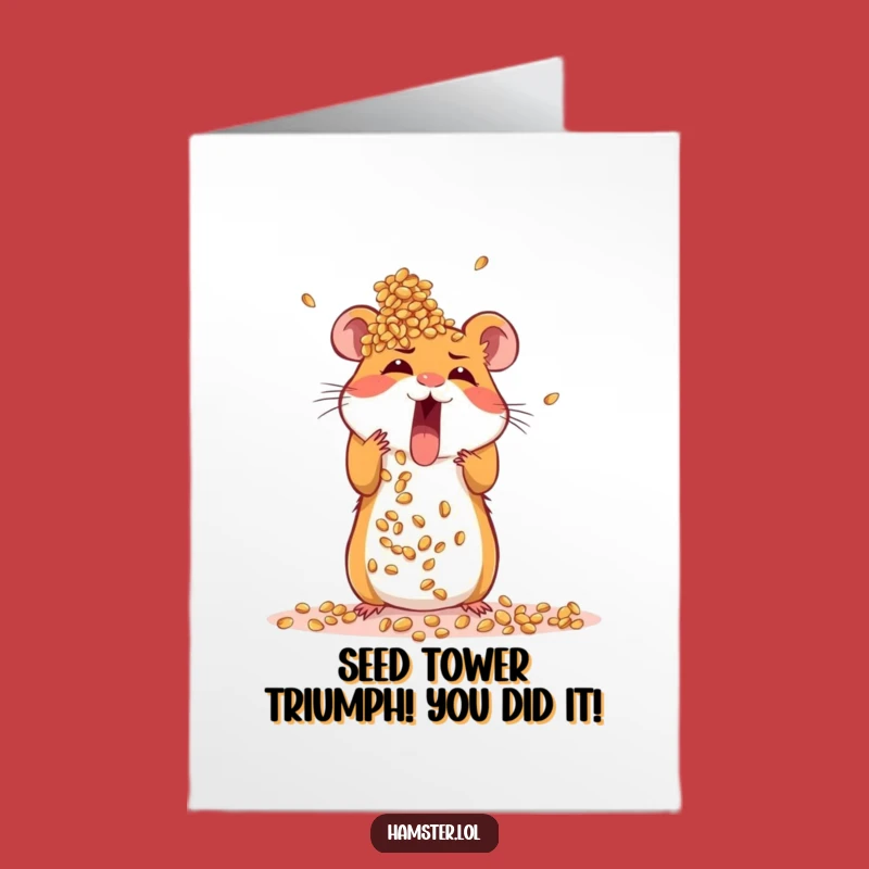 Free Printable Congrats Card: Hamster Seed Tower Building, Ambitious Downloadable Gift