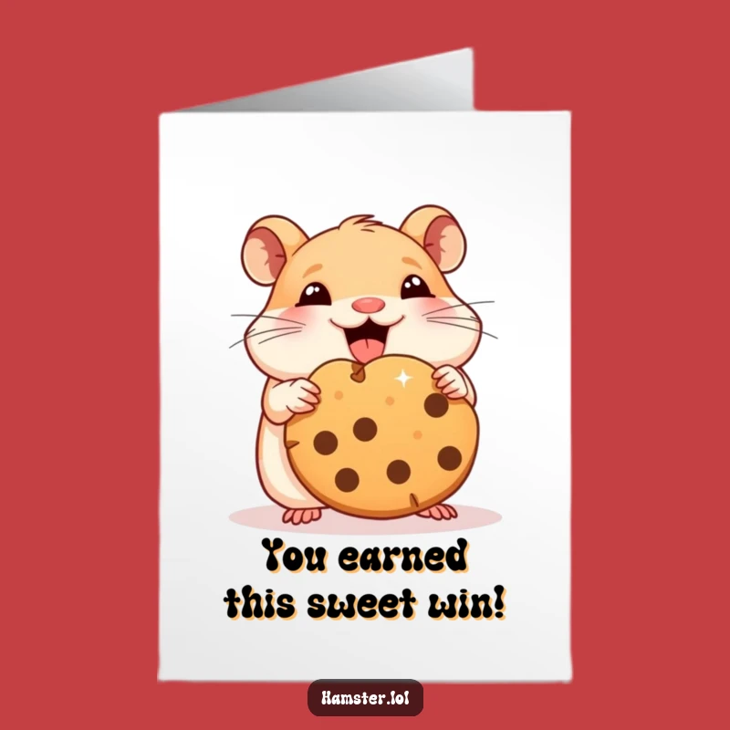 Free Printable Congrats Card: Silly Hamster Cookie Feast, Humorous Downloadable