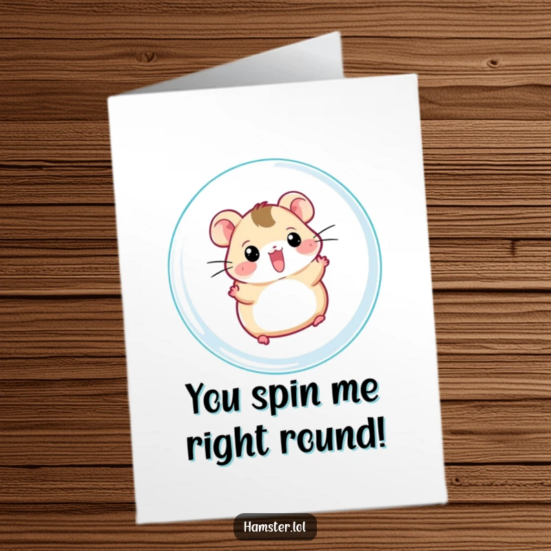 Funny Free Printable Congratulations Card: Cheerful hamster zooming rapidly within a transparent exercise ball.