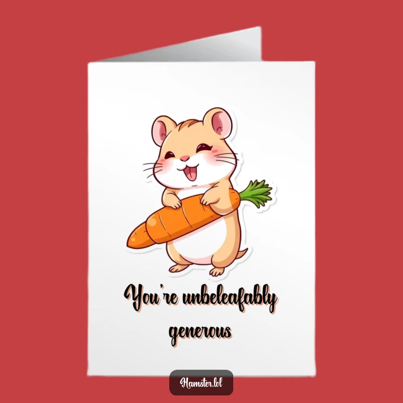 Free Printable Thank You Card: Big Carrot Hamster, Downloadable DIY Gift