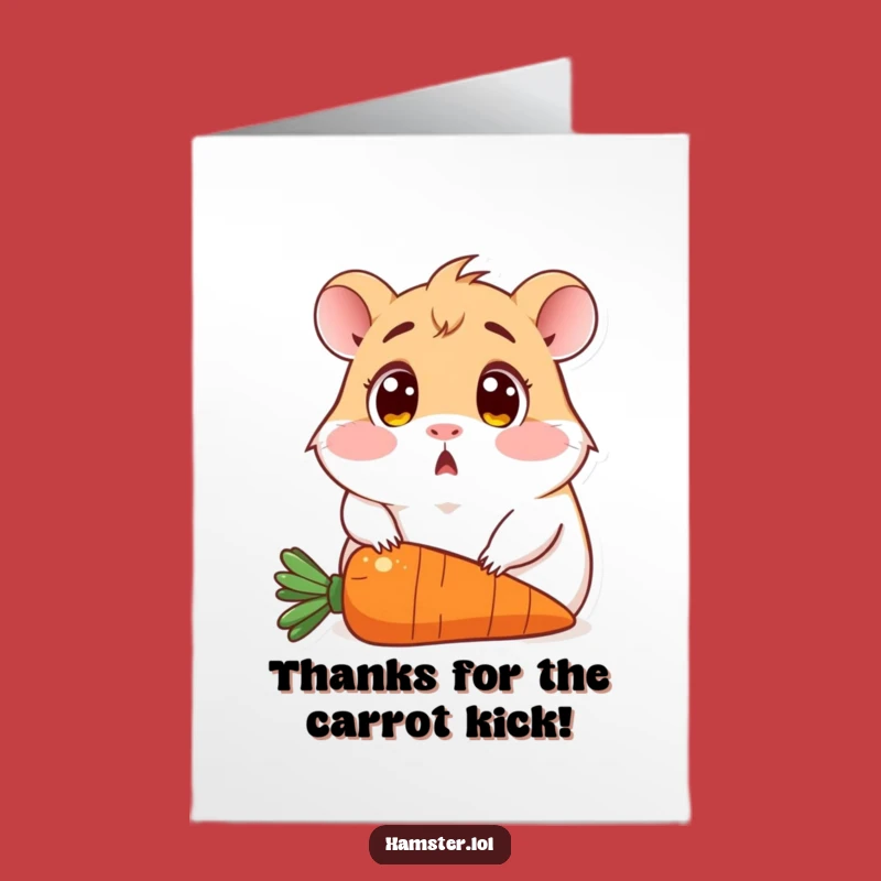 Free Printable Thank You Card: Hamster on Carrot, Adorable & Funny Downloadable Appreciation Gift