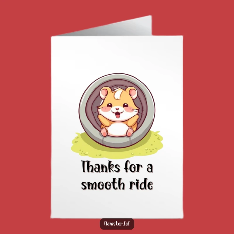 Free Printable Thank You Card: Smiling Hamster Slide - Funny Downloadable Gift!