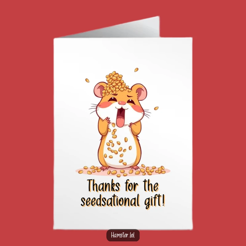 Free Printable Thank You Card: Hamster Seed Tower Builder, Funny Downloadable Appreciation