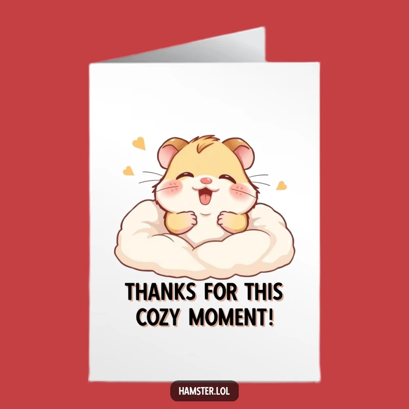 Free Printable Thank You Card: Giggling Hamster Burrowing, Cozy Downloadable Gratitude