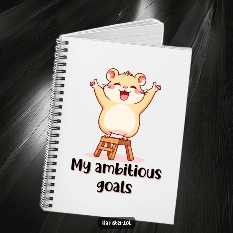 Funny Notebook: A happy hamster character triumphantly dancing on a tiny ladder, ideal for writing and planning.