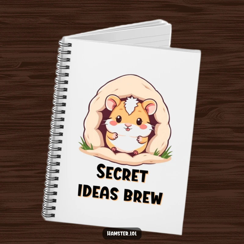 Funny Hamster Notebook: A cute hamster peeking from a cozy burrow, inspiring warm thoughts and ideas.