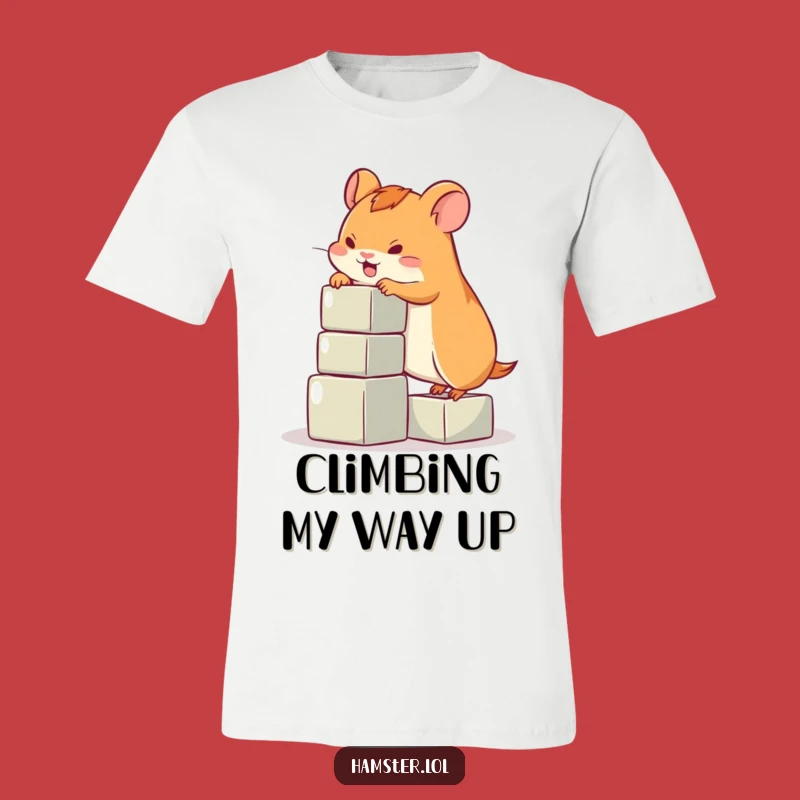 Funny Hamster Climbing Blocks T-Shirt - Hilarious Pet Humor Tee