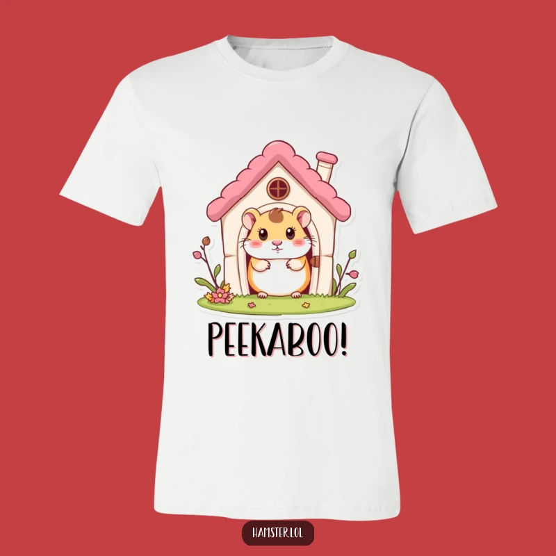 Funny Hamster House T-Shirt: Curious Character Peeking, Ideal Humorous Gift for Home Lovers