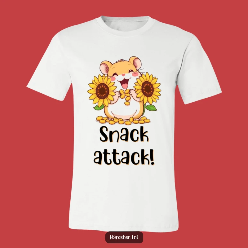 Funny Hamster Seed T-Shirt: Cute Character Stuffing Cheeks, Ideal Humorous Gift for Snack Lovers
