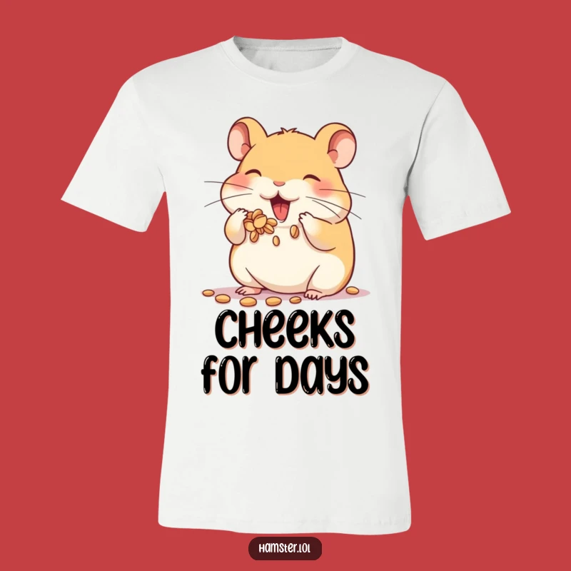 Funny Hamster T-Shirt: Cheeky character stuffing seeds, a relatable tee