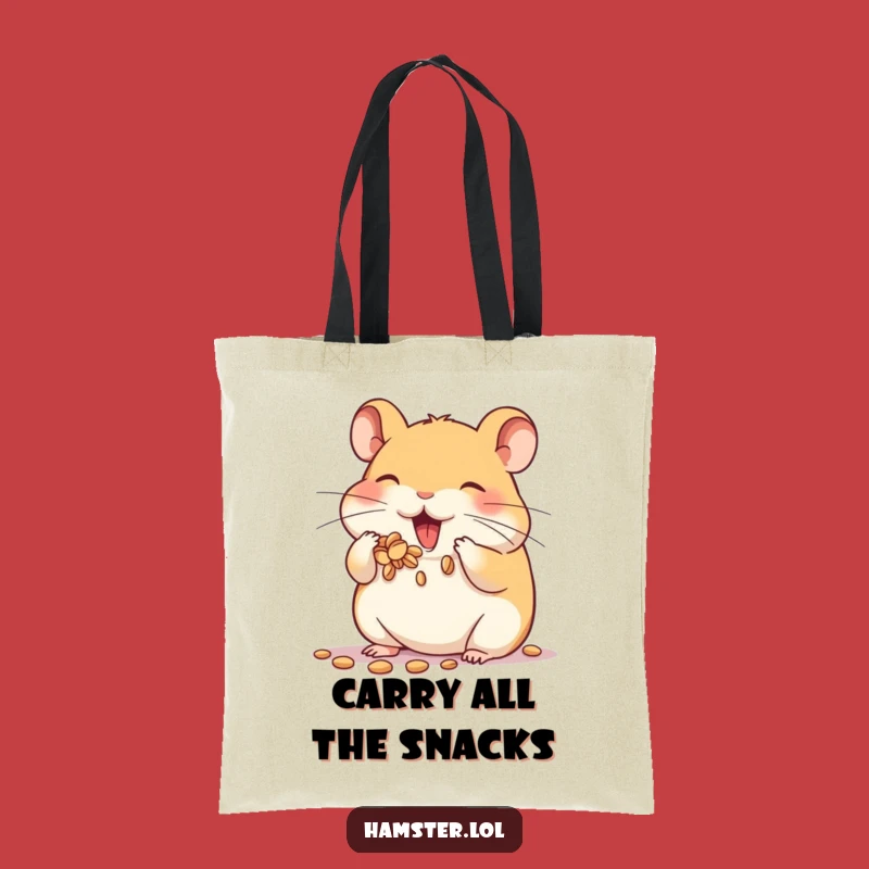 Funny Hamster Tote Bag: Carry your snacks with a cheek-stuffing character