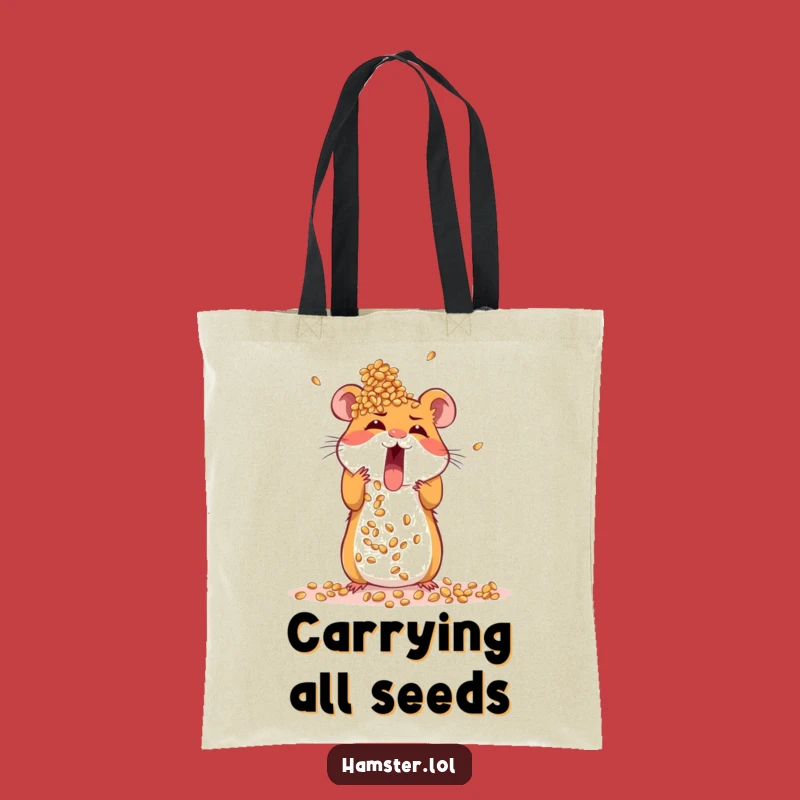 Funny Hamster Tote Bag: Durable bag with excited seed-building rodent, a functional funny gift