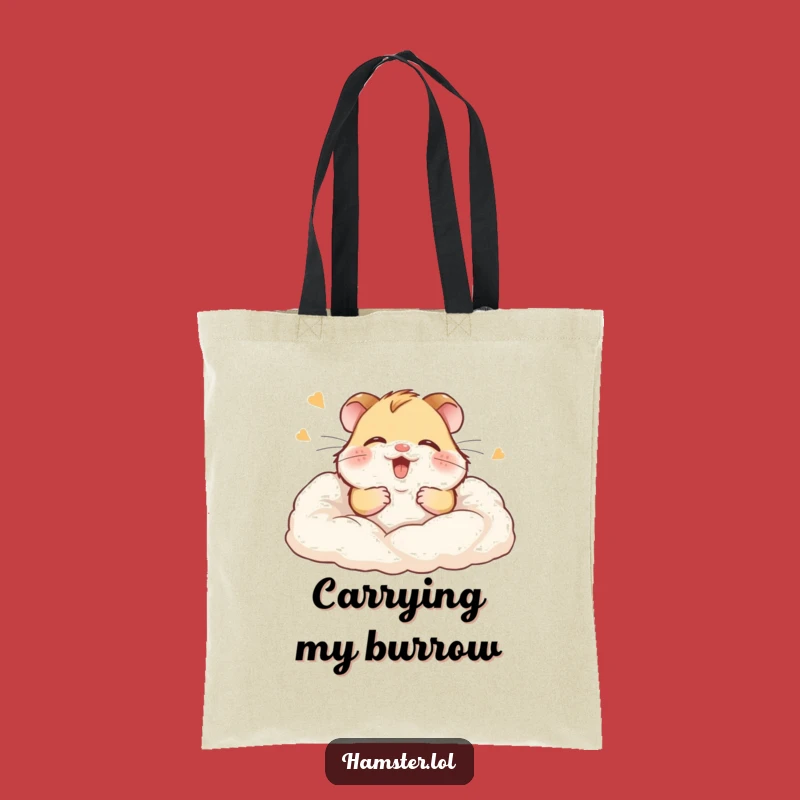Funny Hamster Tote Bag: Durable bag with giggling rodent in bedding, a cute funny gift