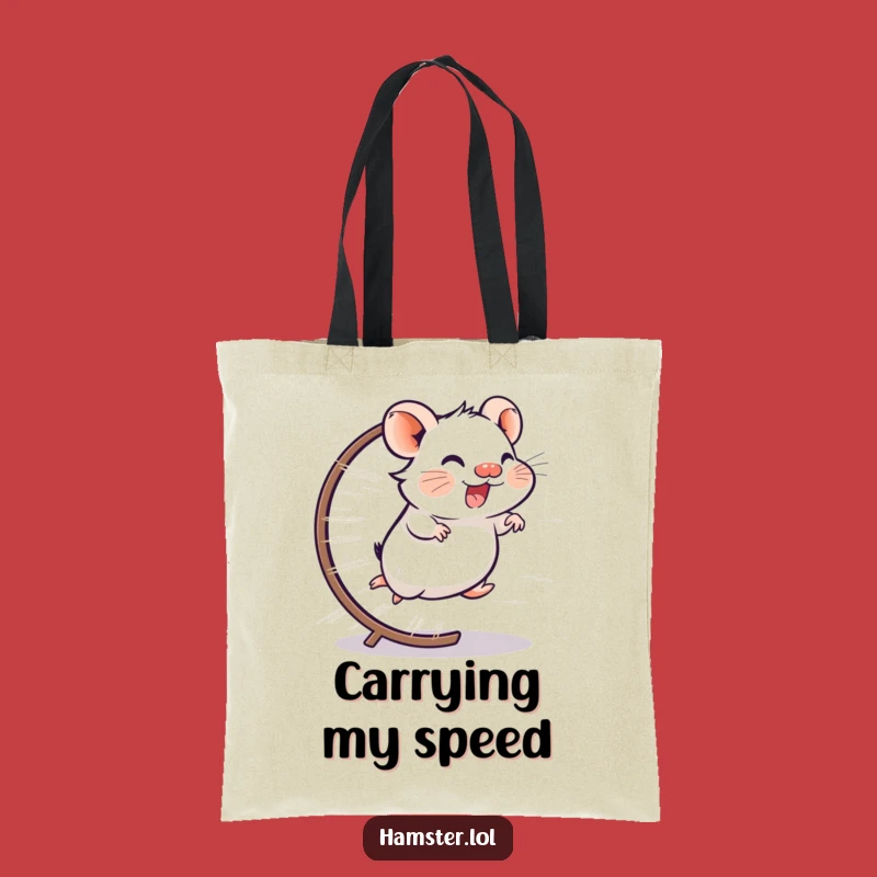 Funny Fast Hamster Tote Bag - Giggling Runner, Funny Gift