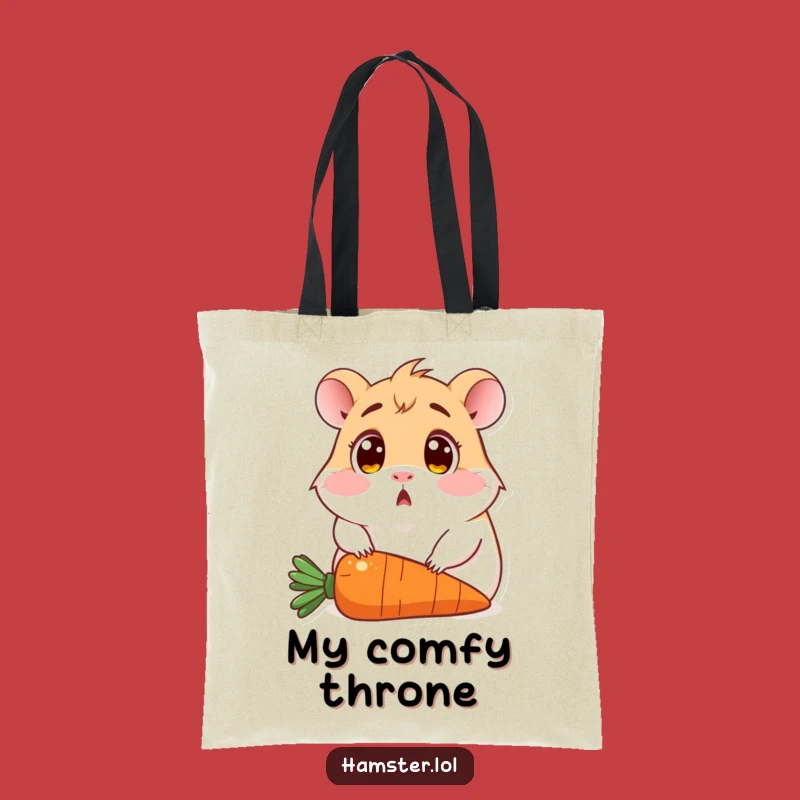 Funny Hamster Tote Bag: Durable bag with surprised rodent on carrot, a practical funny gift