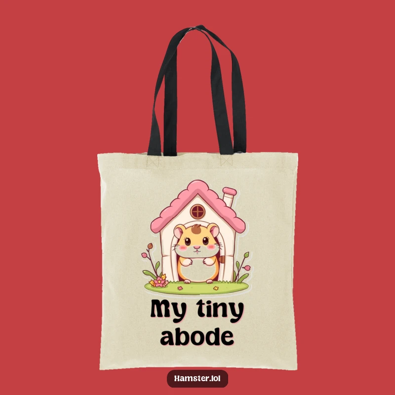Funny Hamster House Tote Bag: Curious Character Peeking, Practical Humorous Gift for Errands