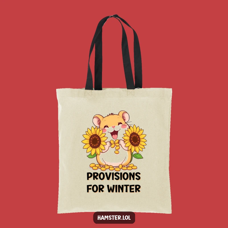 Funny Hamster Seed Tote Bag: Cute Character Stuffing Cheeks, Practical Humorous Gift for Shoppers